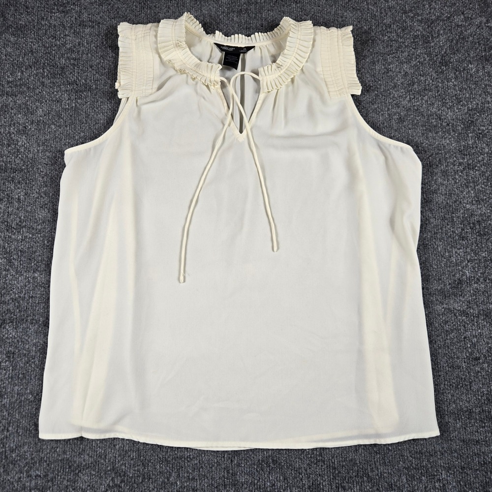 Simply Vera Vera Wang Blouse Womens XL Ivory ‎ Pleated Ruffle Sleeveless